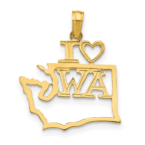 10k Yellow Gold Solid West Virginia State Pendant