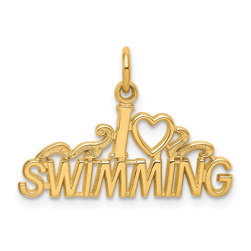 14k Yellow Gold Female Swimmer Pendant Charm Necklace Sport Swimming/water Fine Jewelry Gifts For Women For Her