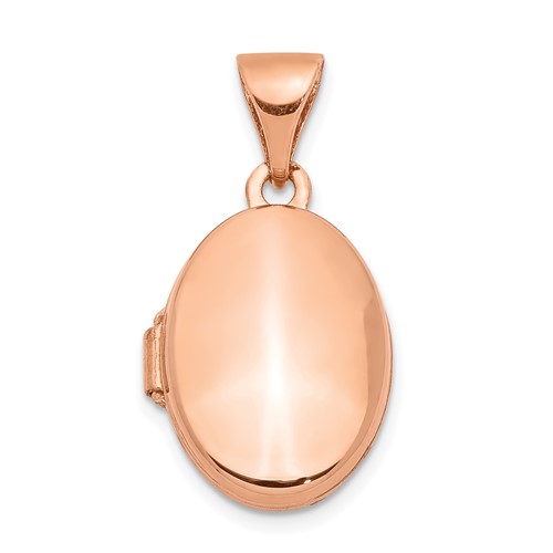 14k Rose Gold 26mm Domed Oval Photo Pendant Charm Locket Chain Necklace That Holds Pictures Fine Jewelry For Women Gifts For Her