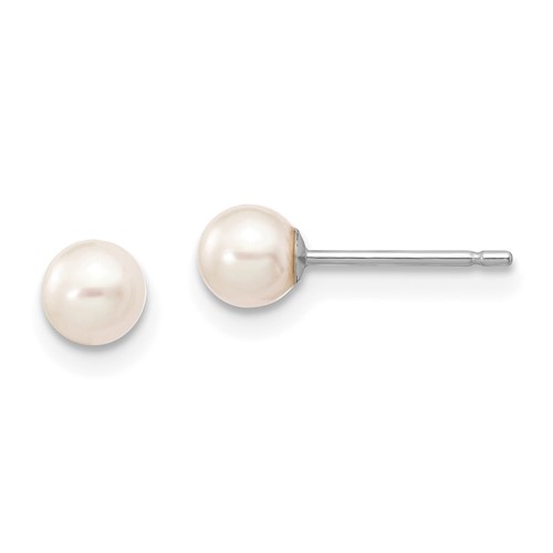 14k Yellow Gold 6mm Black Button Freshwater Cultured Pearl Stud Post Earrings Ball Fine Jewelry For Women Gifts For Her
