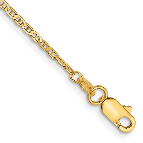 10 in Length 14 kt Yellow Gold 14k Yellow Gold 3.20mm Semi-Solid Anchor Chain