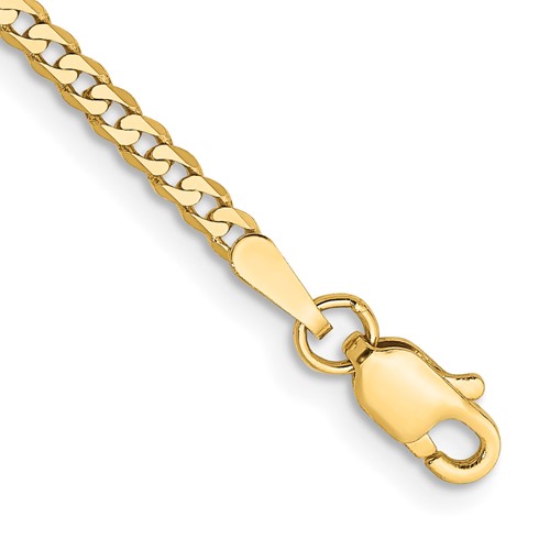 FB Jewels 10K Yellow Gold Flat Curb Link ID Bracelet 