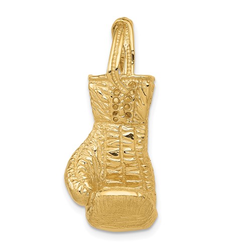 14K Yellow Gold Single Boxing Glove Charm Pendant with 0.9mm Singapore Chain Necklace 