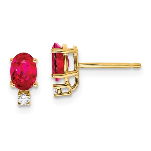 14k Yellow Gold 4mm Synthetic Red Ruby Jul Screwback Earrings Birthstone July Fine Jewelry For Women Gifts For Her