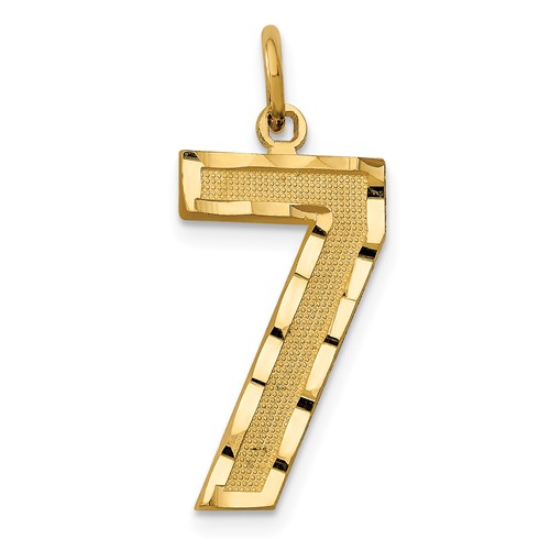 14k Yellow Gold Casted Small Number 7 Pendant Charm Necklace Sport Fine Jewelry Gifts For Women For Her