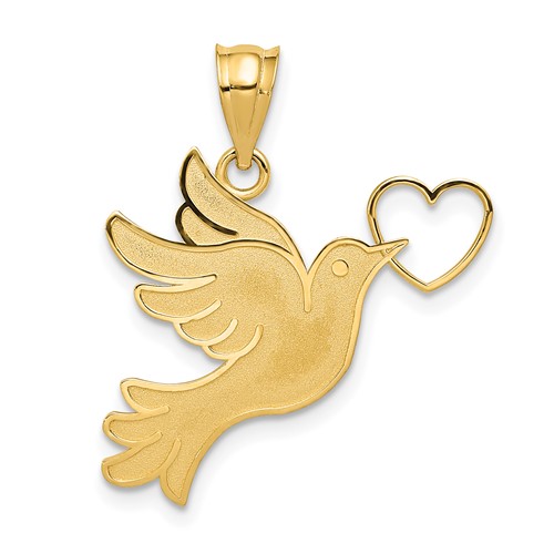 10K Yellow Gold Flying Dove Charm Pendant