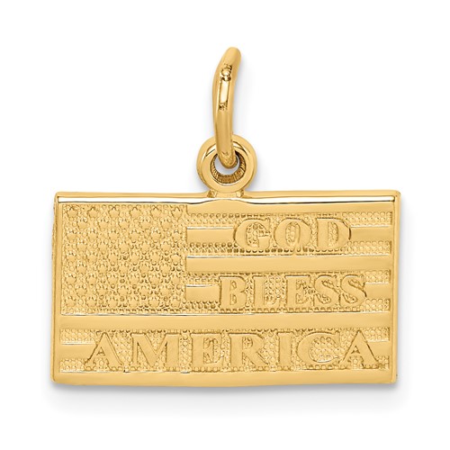 Jewels By Lux 14K Yellow Gold American Flag Pendant 