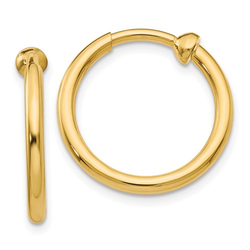 14k Gold Non-Pierced Hoop Earrings 0.39 in x 0.08 in 