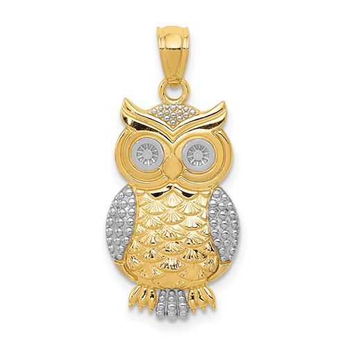 925 Sterling Silver Blue Synthetic Sapphire Owl Pendant Charm 