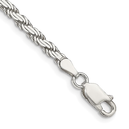 with Secure Lobster Lock Clasp Solid 925 Sterling Silver 5.5mm Pav_ Flat Figaro Chain Necklace 