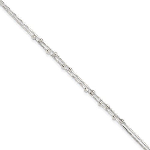 925 Sterling Silver Polished Bead Anklet 9inch Fine Jewelry Ideal Gifts For Women 