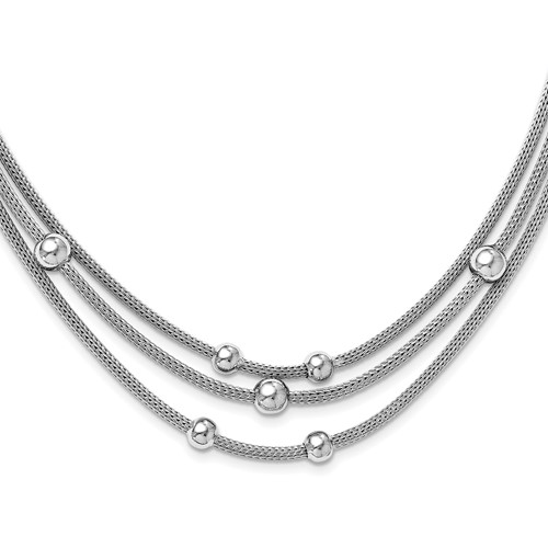 925 Sterling Silver Ruthenium Beaded Chain Necklace 2 Inch Extension Pendant Charm Bead Station Fine Jewelry Gifts For Women For Her