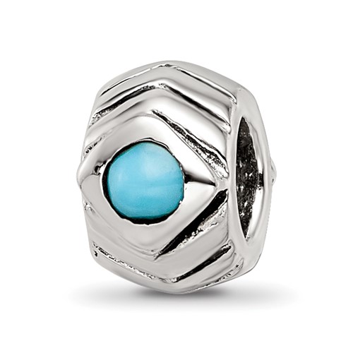 925 Sterling Silver Charm For Bracelet Square Blue Turquoise Bead Stone Crystal Fine Jewelry Gifts For Women For Her