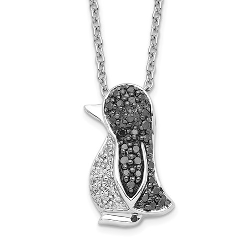 Sterling Silver Penguin Necklace Textured