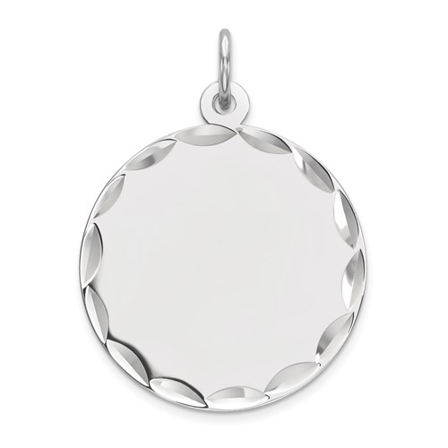 Sterling Silver Solid Faceted Engravable Polished back Happy Anniversary Disc Charm