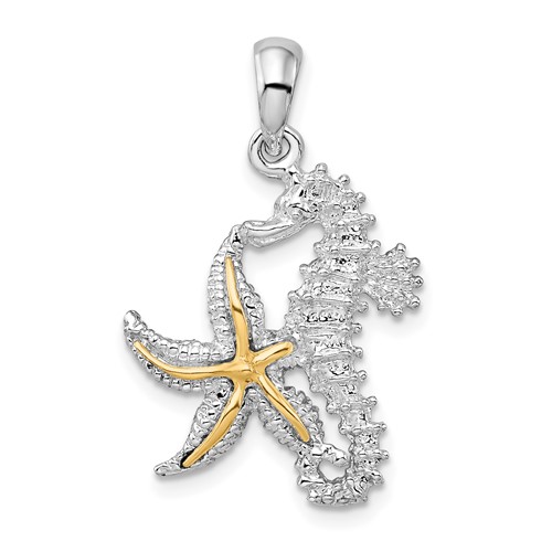 14k Yellow Gold Textured Mini Seahorse Coral Pendant Charm Necklace Sea Life Fine Jewelry Gifts For Women For Her