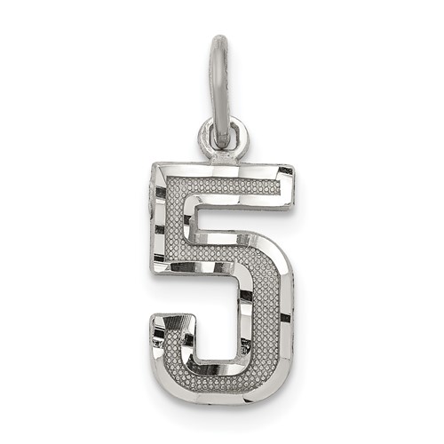 925 Sterling Silver Number 35 Pendant Thirty Five Digit Charm Numeral Elongated Small