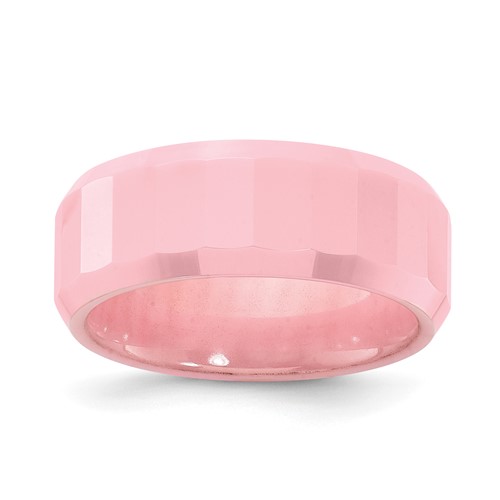 Wedding Bands Classic Bands Faceted Domed Bands Ceramic Pink Faceted 8mm Polished Band Size 5