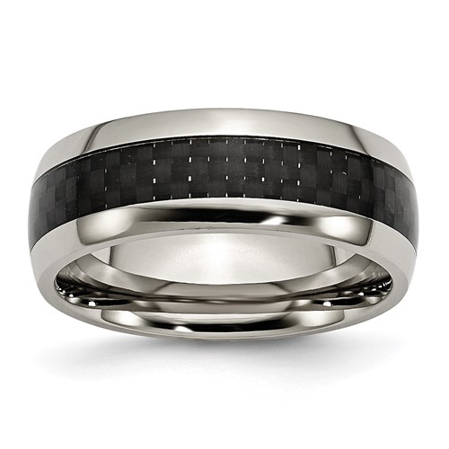 NACOLA Carbon Fiber Inlay Ring,8mm Stainless Steel Wedding Band for Promise Gift